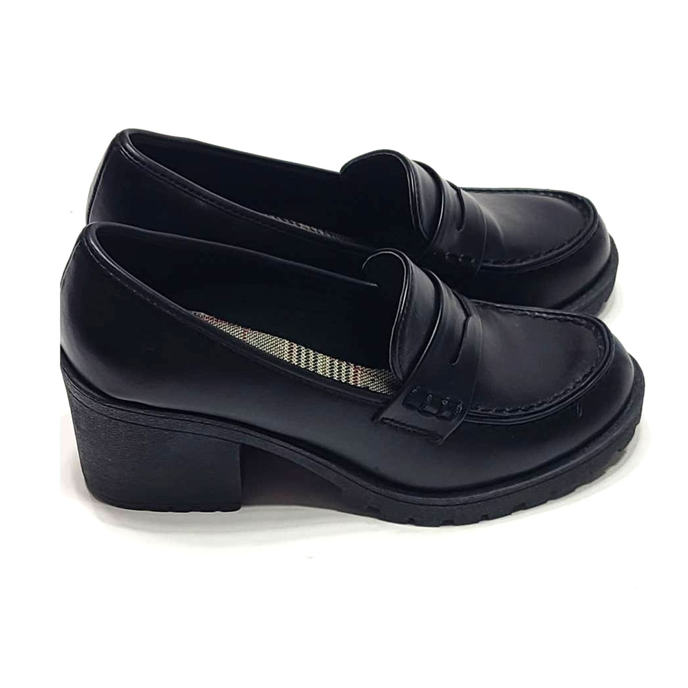 Soda Black Heeled Loafers
